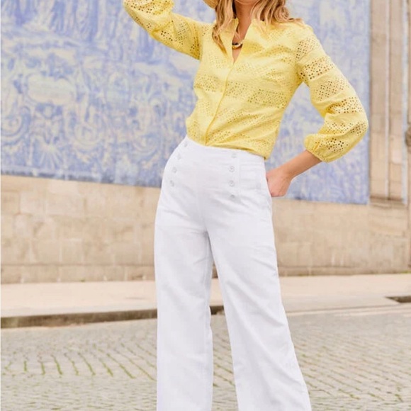 NWT White Wide Leg Sailor Pants - Picture 2 of 8